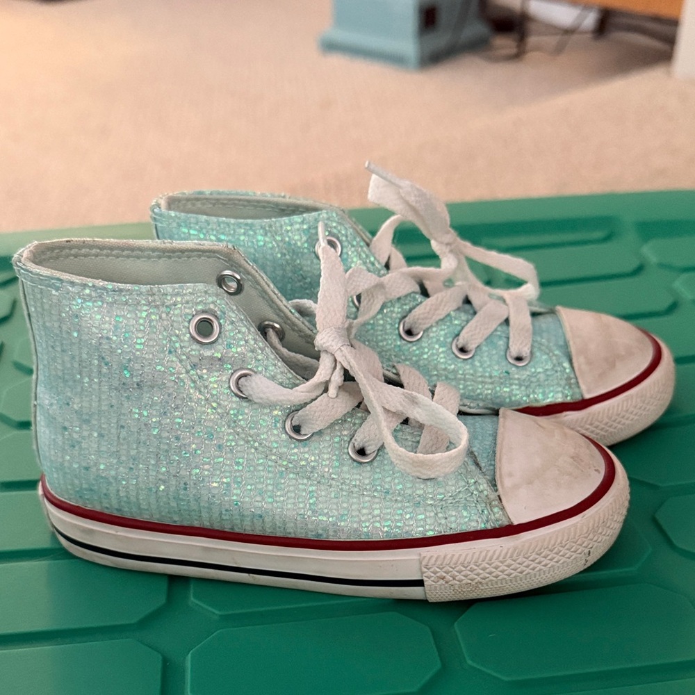 Converse Glittery Teal Kids High-Top Sneakers